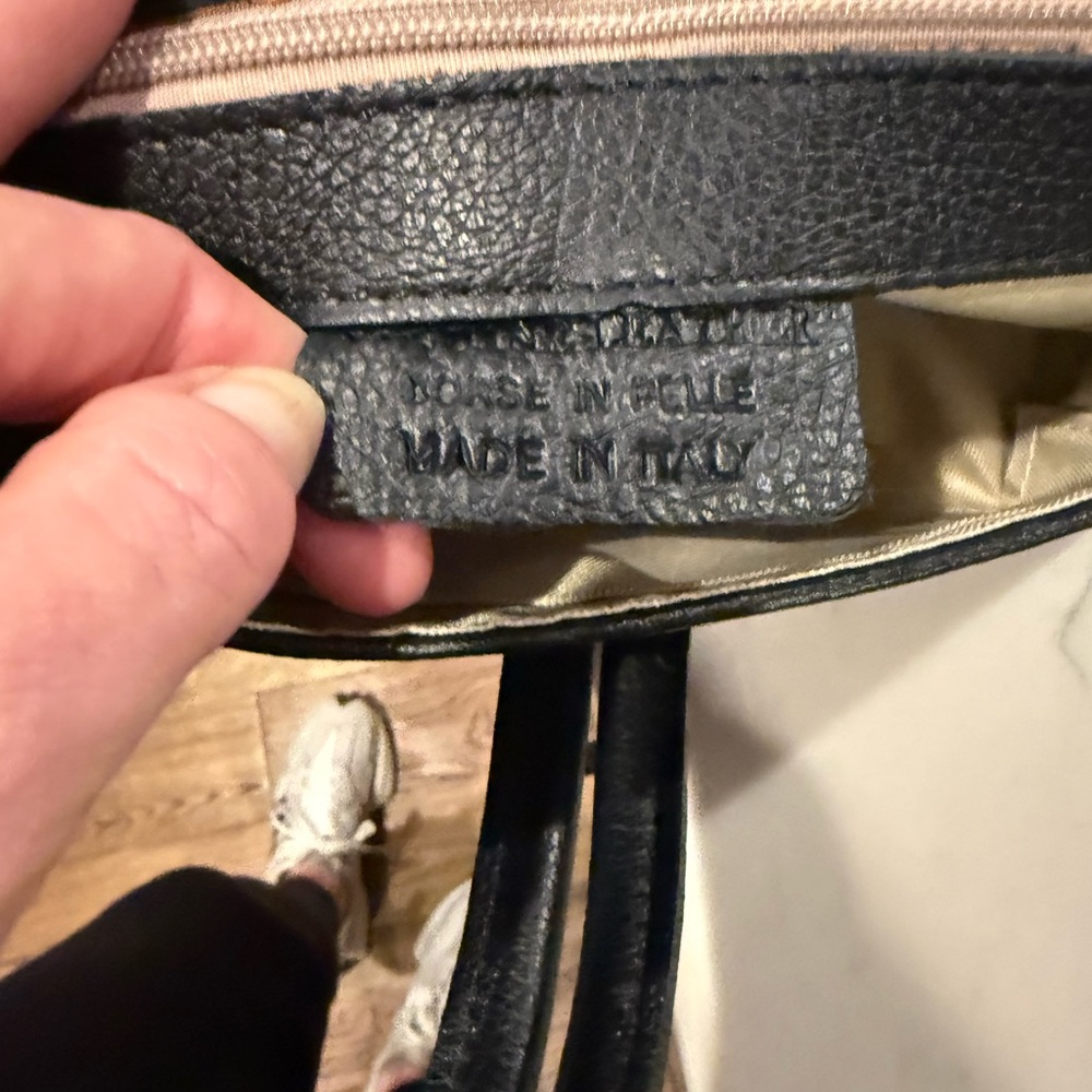 🌺Black Italian Leather Handbag from Rome Italy🌺🌺 - Picture 7 of 12
